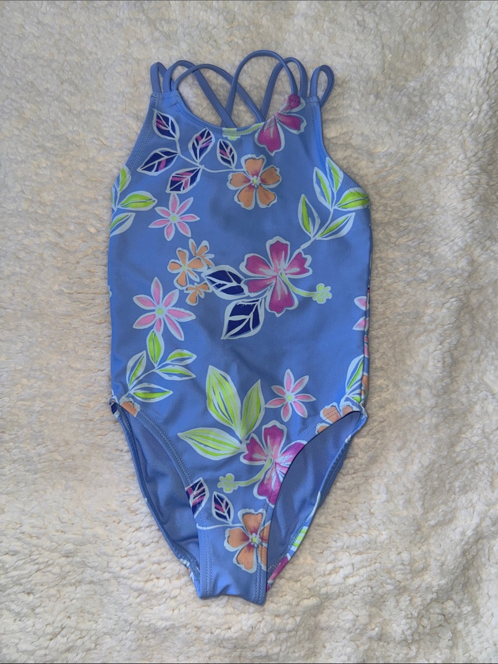 The Children's Place Blue Floral Strappy One-Piece Swimsuit NWOT